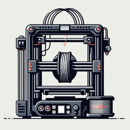 3D printing machine. Vector illustration of 3d printing machine.のイラスト素材