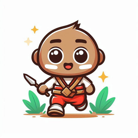 Kung fu boy cartoon isolated on white background. Vector illustration.のイラスト素材