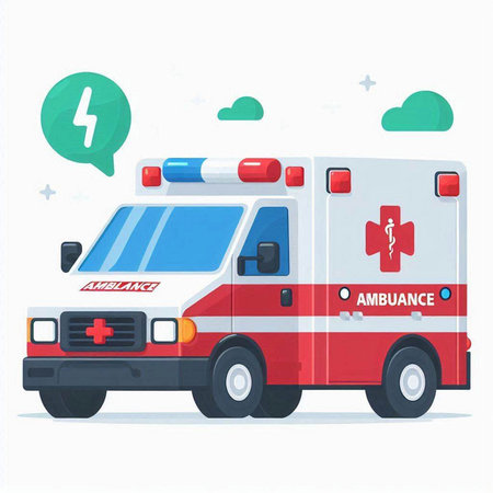 Ambulance car on white background. Flat style vector illustration.のイラスト素材
