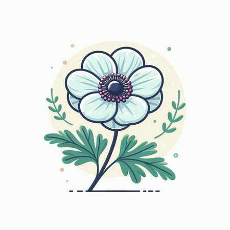 Vector illustration of anemone flower. Hand drawn botanical illustration.のイラスト素材