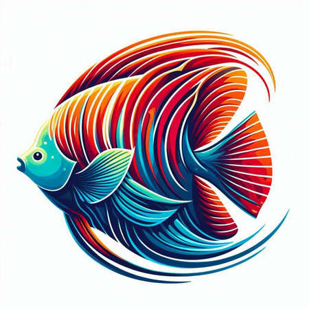 Vector illustration of a fish in the form of an abstract image.のイラスト素材