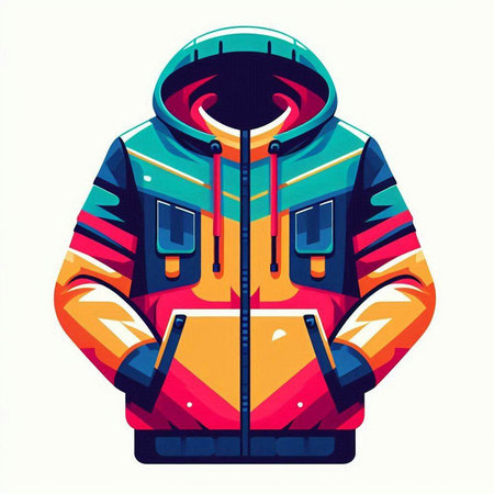 Colorful winter jacket isolated on a white background. Vector illustration.のイラスト素材