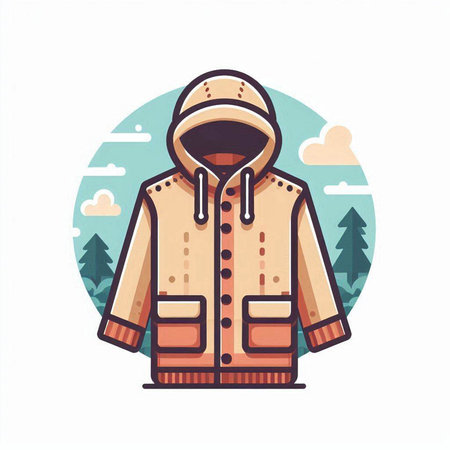 Winter jacket icon. Vector illustration in flat style on white background.のイラスト素材
