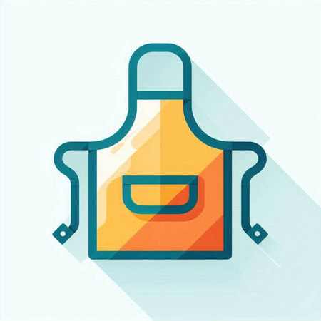 Apron icon, vector illustration. Flat design style with long shadow.のイラスト素材