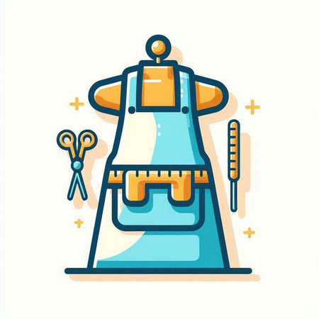 Sewing tools flat color icon. Isolated vector illustration.のイラスト素材