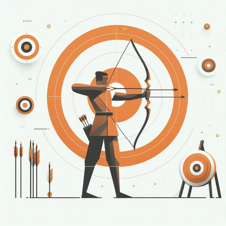 Archery sport concept with archery target and archer. Vector illustrationのイラスト素材
