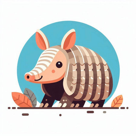 Cute cartoon armadillo. Vector illustration in a flat style.のイラスト素材
