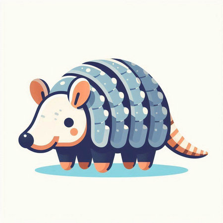 Cute cartoon armadillo. Vector illustration on white background.のイラスト素材