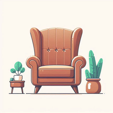 Comfortable armchair in the living room. Vector illustration in flat styleのイラスト素材