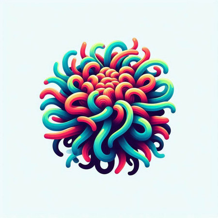 abstract colorful waves on a white background. 3d render illustrationのイラスト素材