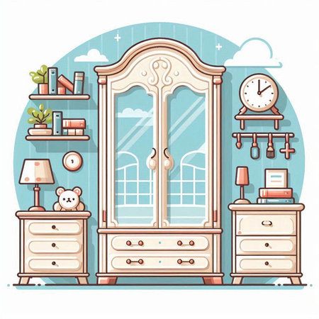 Furniture in the interior of the house. Vector illustration.のイラスト素材