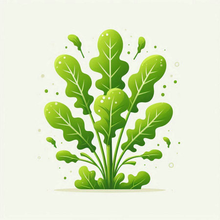 Fresh green arugula leaves. Vector illustration for your design.のイラスト素材