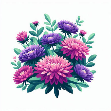 Flower bouquet with chrysanthemums. Vector illustration.のイラスト素材