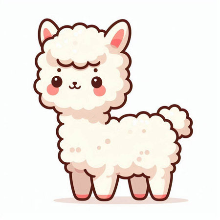 Cute alpaca on a white background. Vector illustration.のイラスト素材