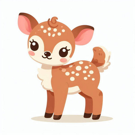 Cute little deer cartoon character. Vector illustration isolated on white background.のイラスト素材