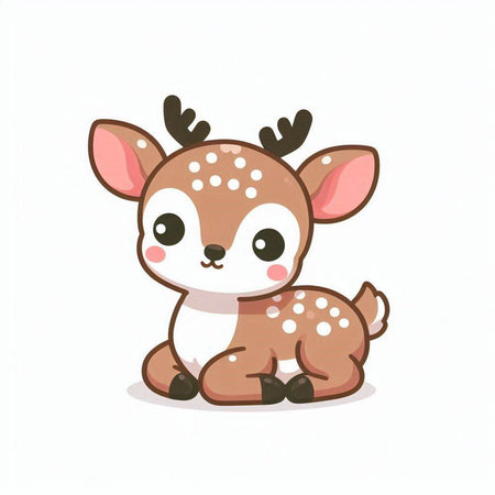 Cute little deer isolated on a white background. Vector illustration.のイラスト素材