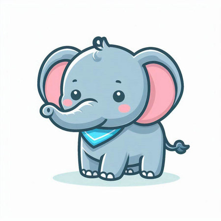Cute cartoon elephant on a white background. Vector illustration, isolated.のイラスト素材