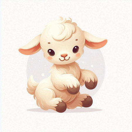 Cute cartoon sheep. Vector illustration on a white background with a place for text.のイラスト素材