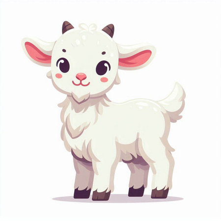 Cute cartoon baby goat isolated on white background. Vector illustration.のイラスト素材