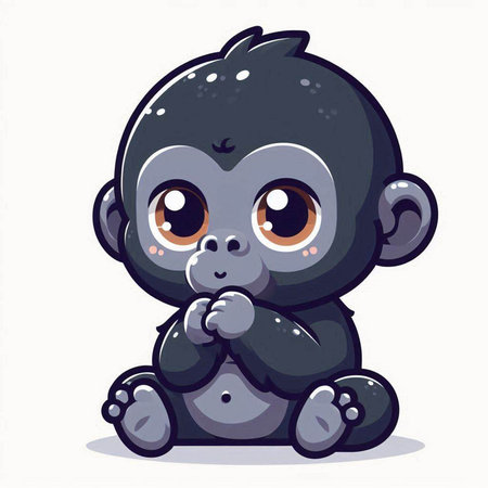 Cute baby monkey isolated on a white background. Vector illustration.のイラスト素材