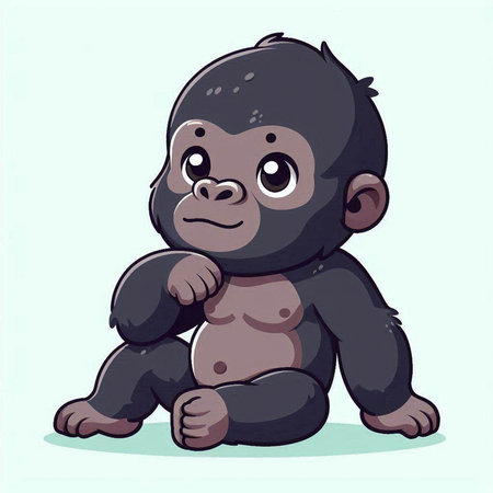 illustration of a cute gorilla on a white background, vector illustrationのイラスト素材