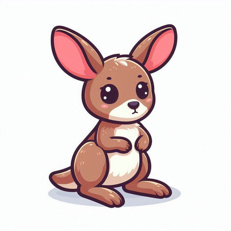 Cute kangaroo isolated on white background. Vector illustration.のイラスト素材