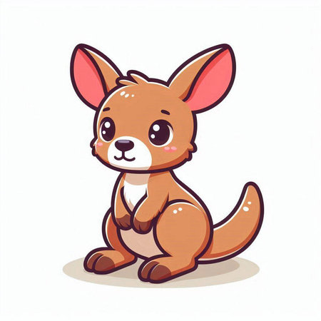 Cute kangaroo isolated on white background. Vector illustration.のイラスト素材