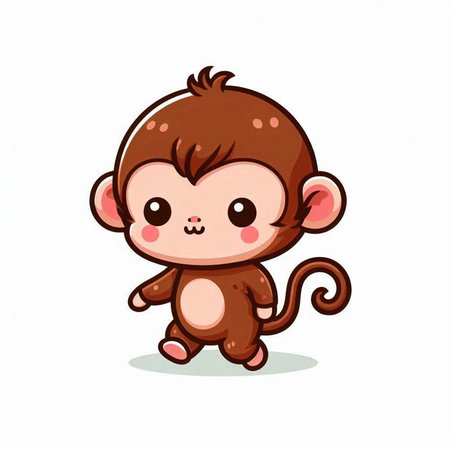 Cute cartoon monkey. Vector illustration isolated on a white background.のイラスト素材