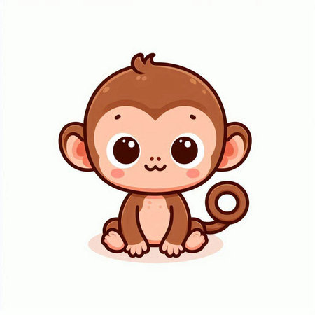 Cute cartoon monkey. Vector illustration isolated on a white background.のイラスト素材