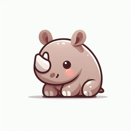 Cute cartoon rhinoceros isolated on white background. Vector illustration.のイラスト素材