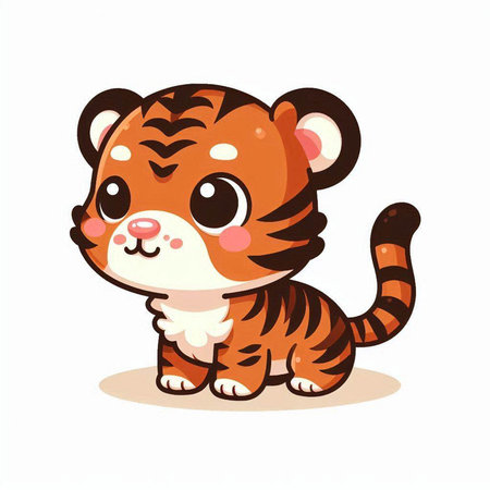 Cute cartoon tiger. Vector illustration isolated on a white background.のイラスト素材