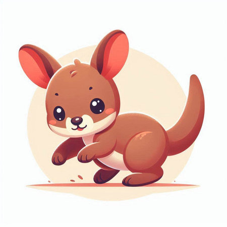 Cute kangaroo. Cartoon kangaroo. Vector illustrationのイラスト素材