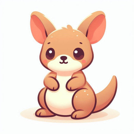 Cute kangaroo cartoon character isolated on white background. Vector illustration.のイラスト素材