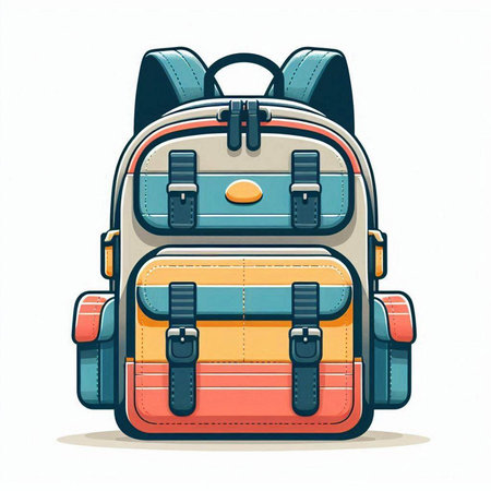 Backpack isolated on white background. Cartoon style. Vector illustration.のイラスト素材