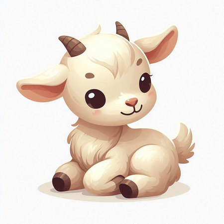 Cute cartoon baby goat on a white background. Vector illustration.のイラスト素材
