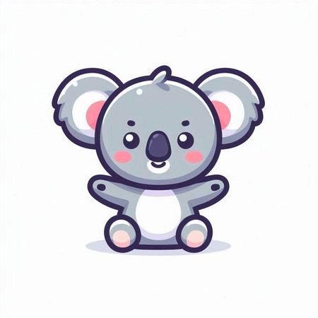 Cute koala cartoon character. Vector illustration isolated on white background.のイラスト素材