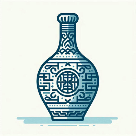 Vintage vase. Hand drawn vector illustration in retro style.のイラスト素材