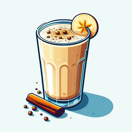 Coffee cocktail with cinnamon and star anise. Vector illustrationのイラスト素材