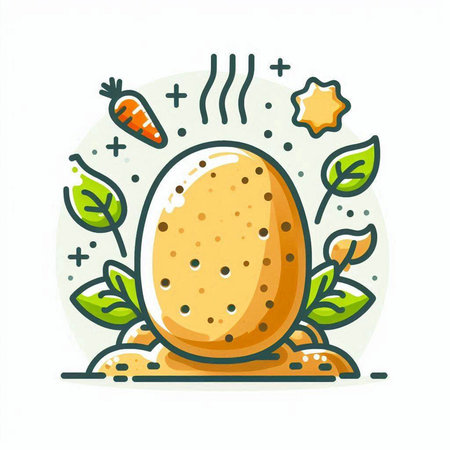 Easter egg with carrots and leaves on white background, vector illustrationのイラスト素材