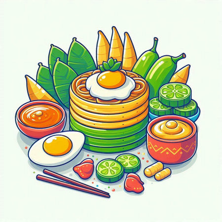Vector illustration of Asian food. Illustration of japanese cuisine.のイラスト素材