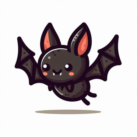 Cute cartoon bat. Vector illustration isolated on white background. Design element for Halloween.のイラスト素材
