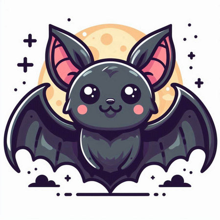 Cute cartoon bat. Vector illustration isolated on a white background.のイラスト素材