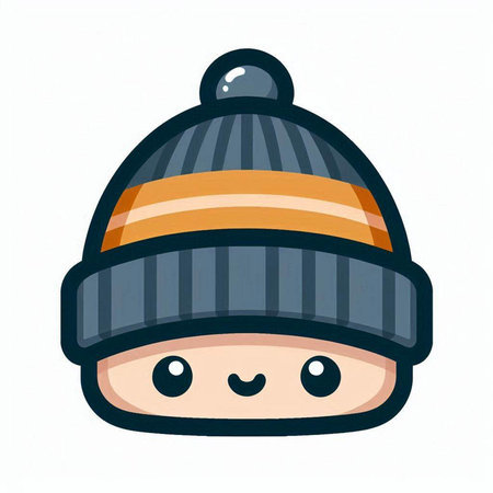 Cute cartoon winter cap. Vector illustration isolated on white background.のイラスト素材
