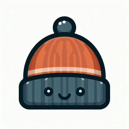 Cute cartoon winter hat. Vector illustration isolated on white background.のイラスト素材