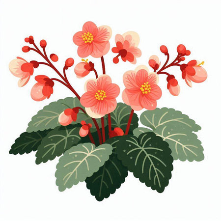 Flowering begonia isolated on white background. Vector illustration.のイラスト素材