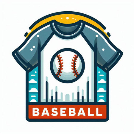 Baseball emblem with t-shirt and ball. Vector illustration.のイラスト素材