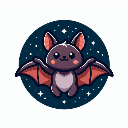Cute cartoon bat. Vector illustration. Isolated on white background.のイラスト素材