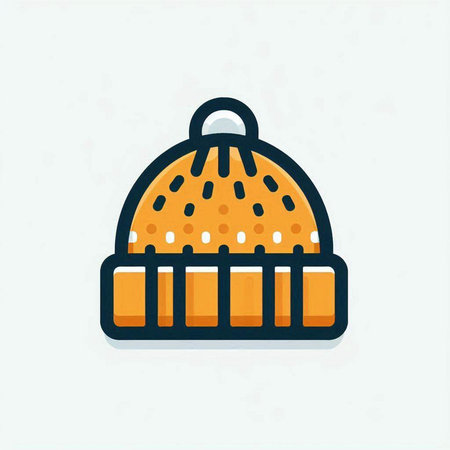 Winter hat icon. Vector illustration in flat style. Isolated on white background.のイラスト素材