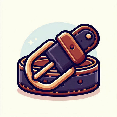 Illustration of a belt with a buckle on a white background.のイラスト素材