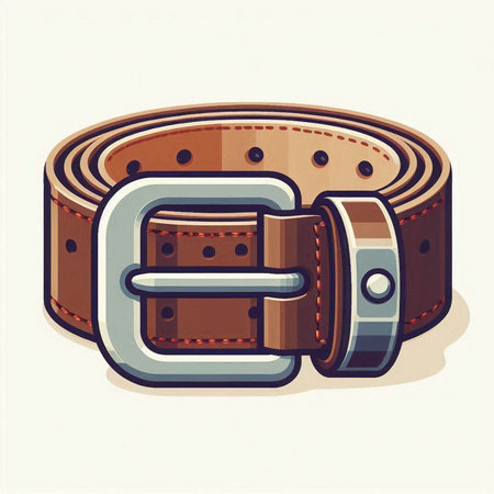 Vector illustration of a brown belt with a buckle on a white backgroundのイラスト素材